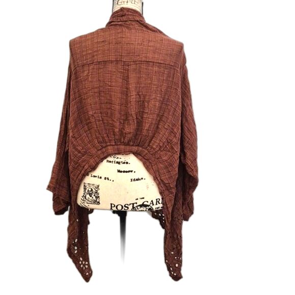 Free People One Kimono Shrug XS/ S Amaira Eyelet Open Front Cardigan Mauve Boho - Picture 3 of 11